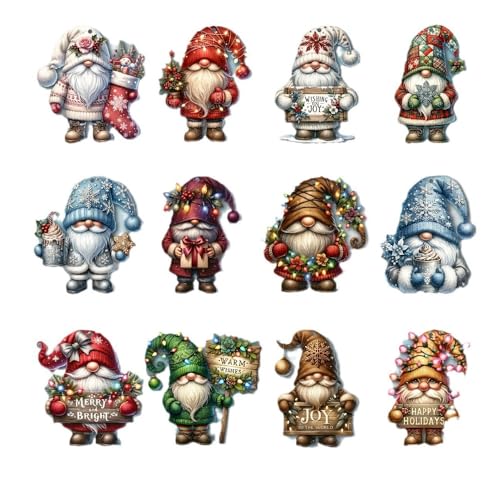 XFSRG Weihnachtsanhänger 36 Stück Mini Zwerg Ornamente Aus Holz Hängeornamente Christbaumschmuck ür Festivals Partys Innen und Außenfenster (Set 1) von XFSRG