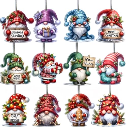 XFSRG Weihnachtsanhänger 36 Stück Mini Zwerg Ornamente Aus Holz Hängeornamente Christbaumschmuck ür Festivals Partys Innen und Außenfenster (Set 4) von XFSRG