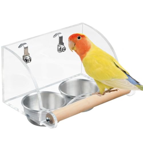 XFSRG Vogel Futter- und Wassernapf, Transparente Vogelfutterspender für Käfig, Edelstahl Napf Vogel zum Aufhängen Für Vögel Papageien von XFSRG