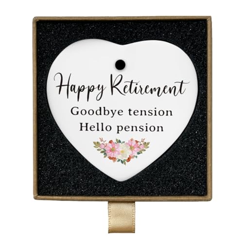Keramik-Ornament "Goodbye Tension Hello Pension Happy Retirement" von XFW