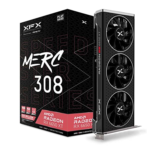 XFX Speedster MERC308 Radeon RX 6650XT Black Gaming Grafikkarte mit 8GB GDDR6 HDMI 3xDP, AMD RDNA™ 2 (RX-665X8TBDY) von XFX