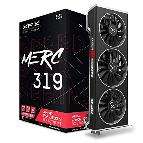 XFX Speedster MERC319 AMD Radeon RX 6700 XT Black Gaming Grafikkarte mit 12 GB GDDR6 HDMI 3xDP, AMD RDNA 2 RX-67XTYTBDP von XFX