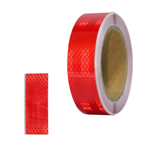 XFXIA Reflektierende Aufkleber, 3x8cm/10m/roll Reflektierendes Klebeband Rot Sicherheit Warnband, Wasserdicht Selbstklebend Sicherheit Reflektorband für Fahrräder Kinderwagen Schulranzen Helme von XFXIA