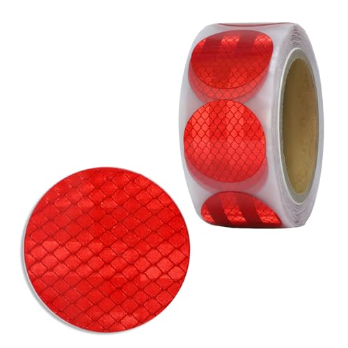 XFXIA Reflektierende Aufkleber, 5x5cm/10m/roll Reflektierendes Klebeband Rot Sicherheit Warnband, Wasserdicht Selbstklebend Sicherheit Reflektorband für Fahrräder Kinderwagen Schulranzen Helme von XFXIA