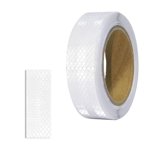 XFXIA Reflektierendes Klebeband Weiß, 3x8cm/10m/roll Reflektierende Aufkleber Sicherheit Warnband, Wasserdicht Selbstklebend Sicherheit Reflektorband für Fahrräder Kinderwagen Schulranzen Helme von XFXIA