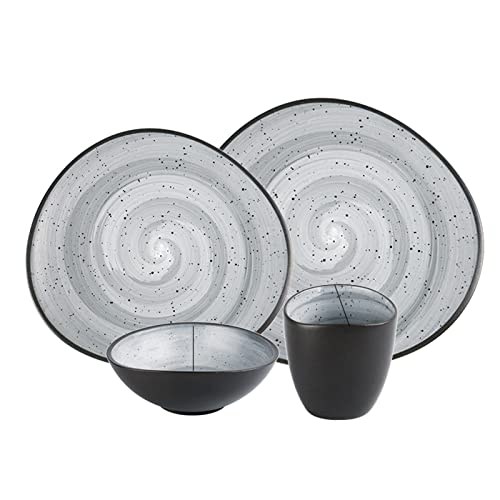 16 -teiliges Porzellan -Geschirrset, Keramikplatten und Schalensets, Küchengerichte Abendessen, Geschirrsets, Tischgeschirrset mit Teller, Dessertteller, Schalen und Tassen, Service für 4 von XFZJCHAP