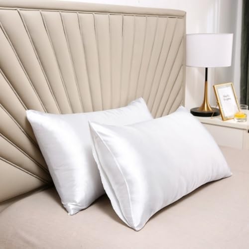 Feste Farbumhüllungskissenbezüge Set aus 2 weichen Bettwäschekissen für Schlafzimmer in 3 Größen erhältlich (40 x 60 cm 50 x 70 cm 50 x 90 cm) Grau und weiße Optionen 100% Baumwollmaterial einfach zu von XFZJCHAP