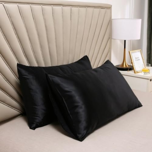 Feste Farbumhüllungskissenbezüge Set aus 2 weichen Bettwäschekissen für Schlafzimmer in 3 Größen erhältlich (40 x 60 cm 50 x 70 cm 50 x 90 cm) Grau und weiße Optionen 100% Baumwollmaterial einfach zu von XFZJCHAP