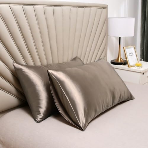 Feste Farbumhüllungskissenbezüge Set aus 2 weichen Bettwäschekissen für Schlafzimmer in 3 Größen erhältlich (40 x 60 cm 50 x 70 cm 50 x 90 cm) Grau und weiße Optionen 100% Baumwollmaterial einfach zu von XFZJCHAP