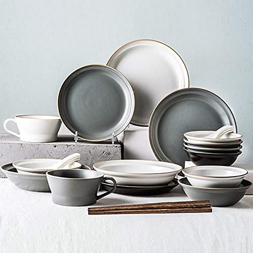 Gerichte/Teller/Schüssel -Set, Geschirrsets für 4, Abendessen Set Modern - Morandi -Serie -Teller und Schalen - Matte Keramikgerichte - Mode -Nordic -Stil - Geschirrspüler und Mikrowellensicher, 28 Gerichte/Teller/Schüssel -Set, Geschirrsets für 4, Abendessen Set Modern - Morandi -Serie -Teller und Schalen - Matte Keramikgerichte - Mode -Nordic -Stil - Geschirrspüler und Mikrowellensicher, 28 von XFZJCHAP