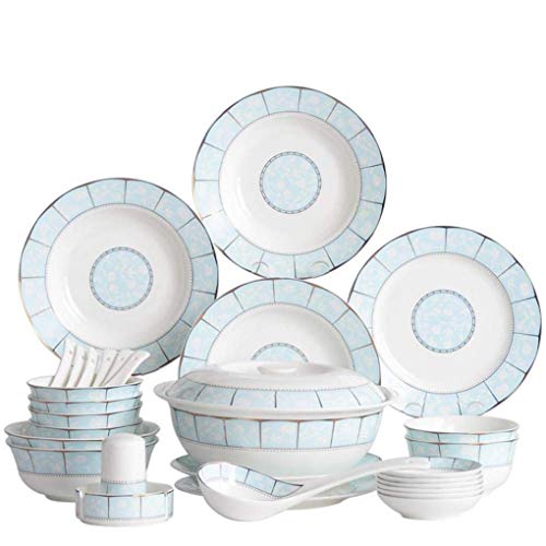 Geschirrset, 30 Teile Retro Porzellan Abendessen Set Overglaze mit Gradientengeschirrset mit Dinnerplattenlöffel Bowl -Service für 6 Personen von XFZJCHAP