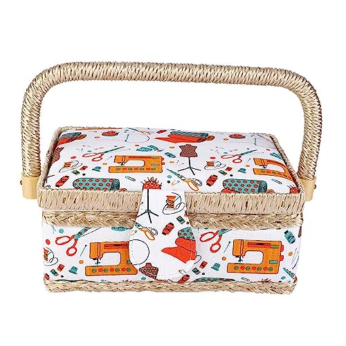 Handgefertigter Nähkorb Haushaltsgewebehandwerk Faden Nadel Aufbewahrungsbox Organizer Flip Typ Sewing Storage Box von XFZJCHAP
