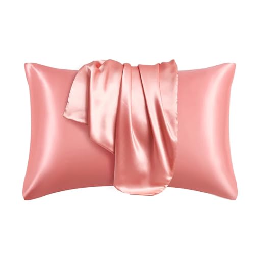 Kissenhüllen Reine Emulation Satin Kissenbezug bequemer Kissenbezug Kissenbezug für Bettwerfen einzelner Kissenbezüge Home Decor Seidenkissenbezug (Farbe: Yuse, Größe: 1 Stück 51x76cm) von XFZJCHAP