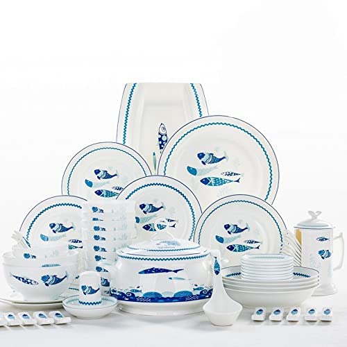 Porzellan -Geschirrset Set Porzellan Küchen Geschirr Set Keramikgeschirr 48 Stück Set, Keramik -Teller Ta Ta von XFZJCHAP