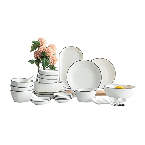 Porzellanquadrat -Teller Sets29,56 PCs Keramik -Geschirr Set Tischgeschirrteller Keramik -Kombination Dinnerservice Set Set von XFZJCHAP