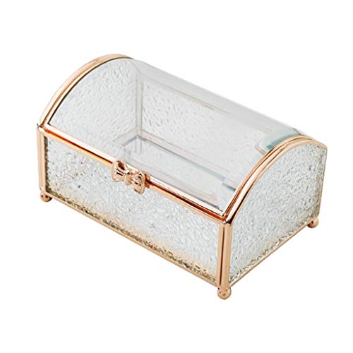 Schmuckkasten Glas Schmuckschatulle mit Wasserwellglas und Bugschnalle Champagner Schmuck Organizer Box Rechteck Juwelierschuhe Schmuckkoffer Organizer (Farbe: Schmuckschatulle groß) von XFZJCHAP
