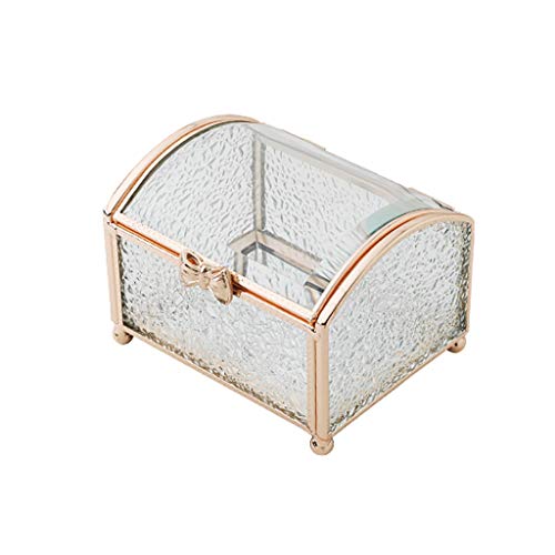 Schmuckkasten Glas Schmuckschatulle mit Wasserwellglas und Bugschnalle Champagner Schmuck Organizer Box Rechteck Juwelierschuhe Schmuckkoffer Organizer (Farbe: Schmuckschatulle groß) von XFZJCHAP