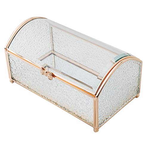 Schmuckkasten Glas Schmuckschatulle mit Wasserwellglas und Bugschnalle Champagner Schmuck Organizer Box Rechteck Juwelierschuhe Schmuckkoffer Organizer (Farbe: Schmuckschatulle groß) von XFZJCHAP