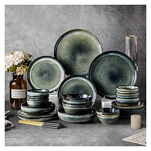 Stylish Dinner Set für Luxusrestaurant und Zuhause, Bowl & Spoon & Teller | 32 Stück Retro -Porzellan -Geschirr Set für Hauswärmungsgeschenke und Familienversammlung - Microwave Safe Stylish Dinner Set für Luxusrestaurant und Zuhause, Bowl & Spoon & Teller | 32 Stück Retro -Porzellan -Geschirr Set für Hauswärmungsgeschenke und Familienversammlung - Microwave Safe von XFZJCHAP