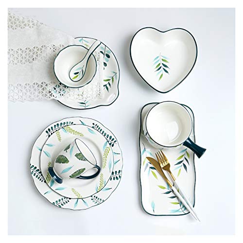 Teller 14 Stück handbemalte Pflanzen Geschirr Sets elegantes Paar Keramikplatten Set und Gerichte Set Haushaltsspastaturstil Dinnerplatten Sets Teller Küchengeschirr Teller 14 Stück handbemalte Pflanzen Geschirr Sets elegantes Paar Keramikplatten Set und Gerichte Set Haushaltsspastaturstil Dinnerplatten Sets Teller Küchengeschirr von XFZJCHAP