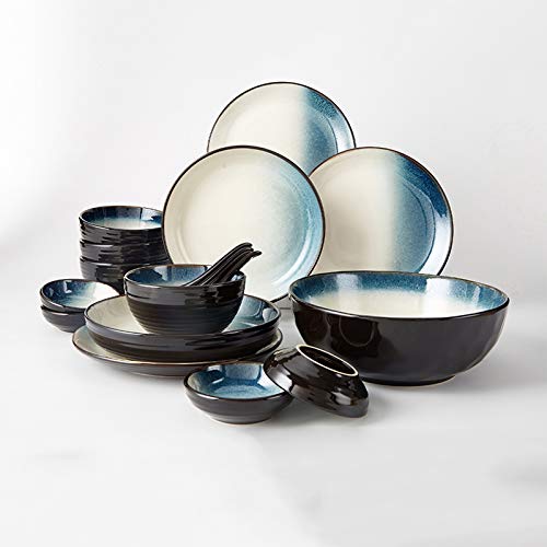 Teller 18-teiliges Keramik-Geschirr Set Elegante Abendessenset, Service für 4, runde Teller Sets, Mikrowellenofen und Spülmaschinen-Safe-Dinner-Teller Küchenware Teller 18-teiliges Keramik-Geschirr Set Elegante Abendessenset, Service für 4, runde Teller Sets, Mikrowellenofen und Spülmaschinen-Safe-Dinner-Teller Küchenware von XFZJCHAP