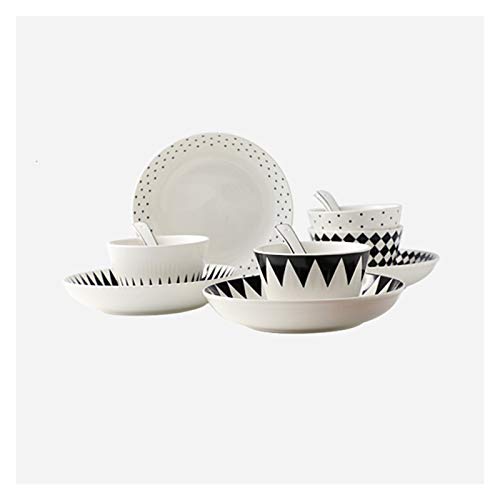 Teller Geometrisches Muster Geschirr Set 12-teilige Keramik-Teller-Sets frische und einfache Gerichte mit 4 Tellern, 4 Schalen und 4 Löffel Teller Küchenware Teller Geometrisches Muster Geschirr Set 12-teilige Keramik-Teller-Sets frische und einfache Gerichte mit 4 Tellern, 4 Schalen und 4 Löffel Teller Küchenware von XFZJCHAP