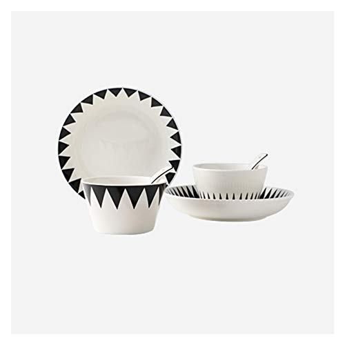 Teller Küchengeschirrset, Teller Schalen und Löffel, 6 Teile, Service für 2, personalisierte Keramik -Teller -Sets Gerichte Set, geometrische Muster Dinnerteller Küchenware von XFZJCHAP