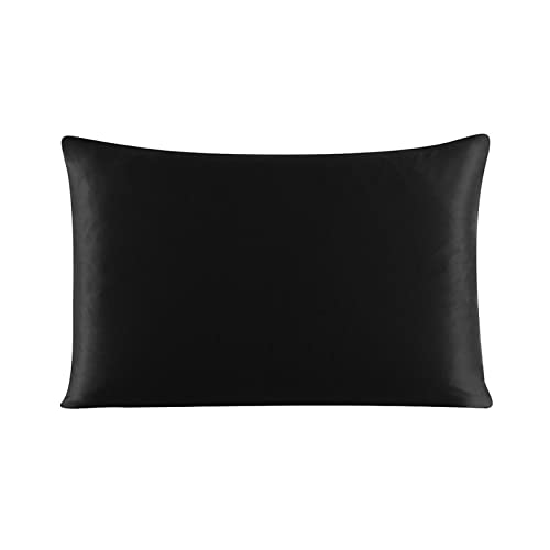 Wie EIN Brish Reißverschluss Kissenbezug 1 PC 30 mm Maulbeer-Seide Feste Farbe Bequeme Lüftung viele Größen (Farbe: 21-Black, Größe: 40x60 cm) von XFZJCHAP