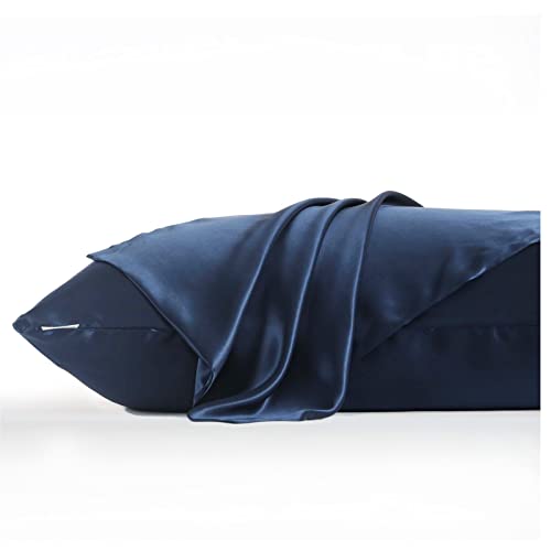 Wie eine Brisse 22 Mummi Mulberry Seidenkissenbezug für Haare und Haut doppelseitiger Seiden -Reißverschluss Typ 1PC (Farbe: Dunkelblau, Größe: 50 x 90 cm) von XFZJCHAP