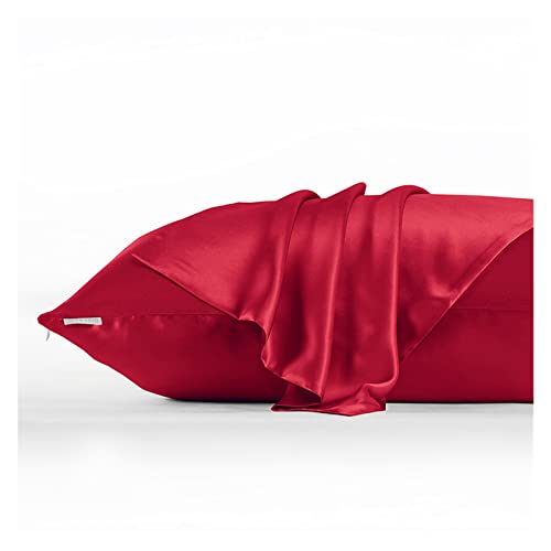 Wie eine Brisse 22 Mummi Mulberry Seidenkissenbezug für Haare und Haut doppelseitiger Seiden -Reißverschluss Typ 1PC (Farbe: Rotwein, Größe: 50 x 90 cm) von XFZJCHAP