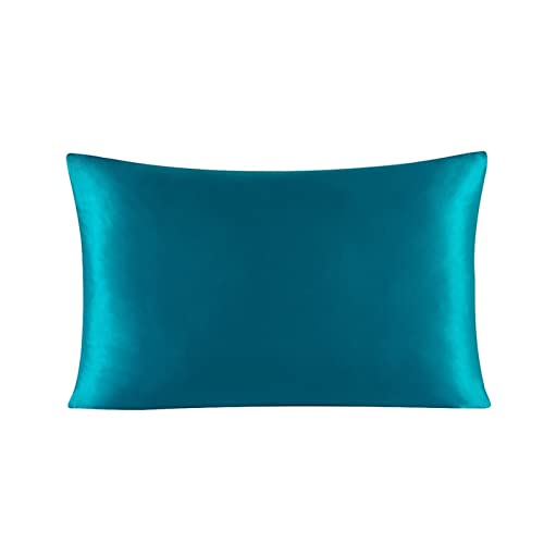 Wie eine Brisze Reißverschluss Kissenbezug 1PC 30 mm Maulbeer-Seide Feste Farbe Bequeme Lüftung viele Größen (Farbe: 4-New-Pfaublau, Größe: 40x60 cm) von XFZJCHAP