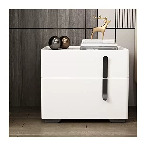 XFZJCHAP Bed BEIDE Tabelle Moderne einfache Klavierlack -Nachtschrank Holz Ganzbodenspeicher Schrank Beizertisch, weißer Nachtständer (Links L50xd40xh50 cm) von XFZJCHAP