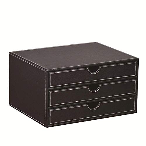 XFZJCHAP Dateimanager- Stapelbrief Leder Office Desk Supply Organizer, 3-stufige Dateien Sortierer Arbeitsplatz Desktop Speicherplatz von XFZJCHAP