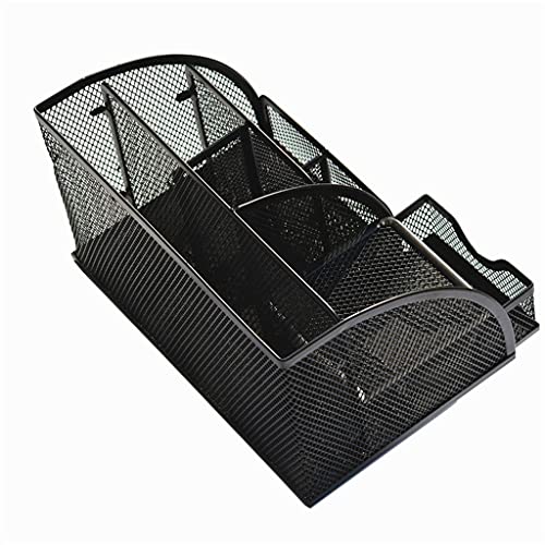 XFZJCHAP Metall Desk Organizer Kombination Mesh Desktop Bleistift Stiftabzeichen Halter Aufbewahrungsbox Schreibweise Lineal Office Supplies (SVART) von XFZJCHAP