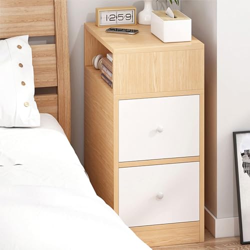 XFZJCHAP Nachttisch, Mini Kleiner Ultra-Narben-Locker D Tabelle Beizertisch mit 2 Schubladen und OP-Regal Easy Assembly for Wohnzimmer Schlafzimmer Nachttisch Wohnhaus Home Office, A-25 * 30 * 66 cm von XFZJCHAP
