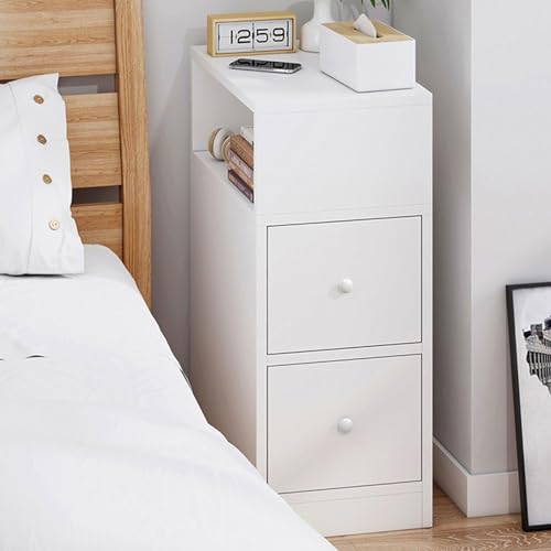 XFZJCHAP Nachttisch, Mini Kleiner Ultra-Narben-Locker D Tabelle Beizertisch mit 2 Schubladen & OP-Regal Easy Assembly for Wohnzimmer Schlafzimmer Nachttisch Wohnhaus Home Office, B-30 * 30 * 66 cm von XFZJCHAP