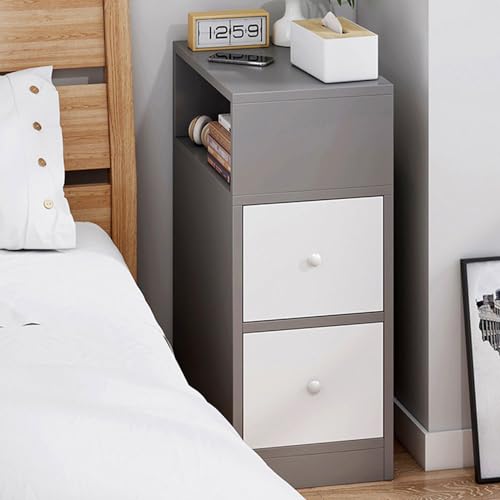 XFZJCHAP Nachttisch, Mini Kleiner Ultra-Narben-Locker D Tabelle Beizertisch mit 2 Schubladen & OP-Regal Easy Assembly for Wohnzimmer Schlafzimmer Nachttisch Wohnhaus Home Office, B-30 * 30 * 66 cm von XFZJCHAP
