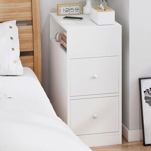 XFZJCHAP Nachttisch, Mini Kleiner Ultra-Narben-Locker D Tabelle Beizertisch mit 2 Schubladen & OP-Regal Easy Assembly for Wohnzimmer Schlafzimmer Nachttisch Wohnhaus Home Office, B-30 * 30 * 66 cm von XFZJCHAP