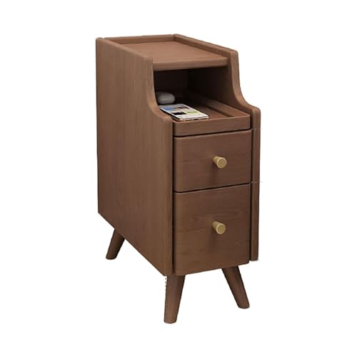 XFZJCHAP Nachttisch mit Schubladen Retro Schlafzimmer Nachttisch Mini Ultra-Narrow Locker Massivholz D Table Beizlader für kleine Räume Wohnzimmer Nachttryway House Home Office, B-30 * 40 * 50 cm von XFZJCHAP