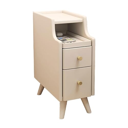 XFZJCHAP Nachttisch mit Schubladen Retro Schlafzimmer Nachttisch Mini Ultra schmaler Schließfach Massives Holz und Tisch für kleine Räume Wohnzimmer Nacht von XFZJCHAP