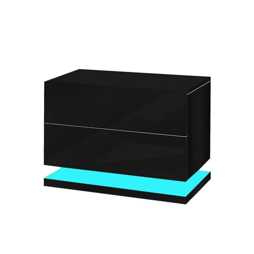 XFZJCHAP Nachttischschrank 2 Schubladen mit LED -Licht für Schlafzimmer Kopfteilrahmen (2) von XFZJCHAP