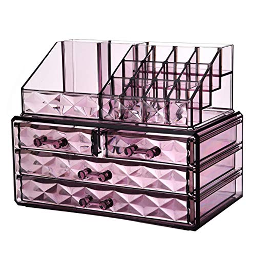 XFZJCHAP Schmuckschachtel Purple Clear Schmuckschatulle mit Schubladen Multifunktional Kosmetikbox Ohrringringe Halsketten Armbänder Juwelier Organizer Hülle, Pink Schmucktasche Organisator (Farbe: XFZJCHAP Schmuckschachtel Purple Clear Schmuckschatulle mit Schubladen Multifunktional Kosmetikbox Ohrringringe Halsketten Armbänder Juwelier Organizer Hülle, Pink Schmucktasche Organisator (Farbe: von XFZJCHAP
