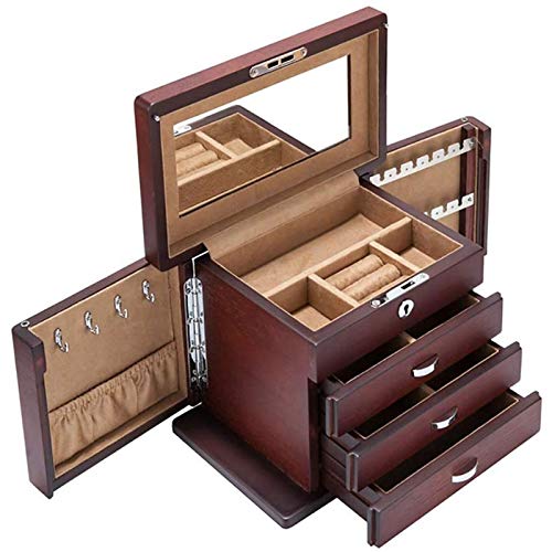 XFZJCHAP Schmuckschachtel - Stil weiblicher Holzschublade antiker mehrschichtiger Aufbewahrungsbox -Ringorganisator tragbarer Schmuckschatulle mit Samt ausgekleidet XFZJCHAP Schmuckschachtel - Stil weiblicher Holzschublade antiker mehrschichtiger Aufbewahrungsbox -Ringorganisator tragbarer Schmuckschatulle mit Samt ausgekleidet von XFZJCHAP