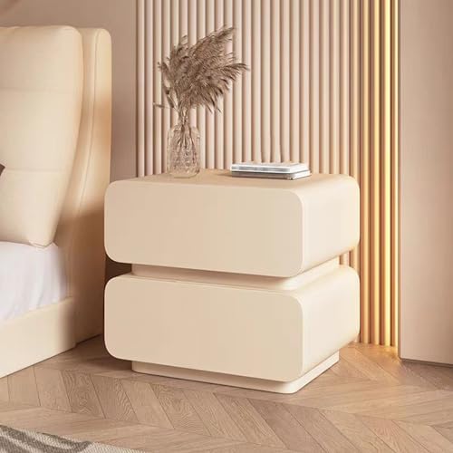 XFZJCHAP Seite D, Aufbewahrungsnachtstand mit 2 Schublade, Brech-Creme-Nachtschrank, vollständig bodenständiges Design, für Wohnzimmer, Schlafzimmer (Dunkelgrau 45 cm/17,7 Zoll) von XFZJCHAP