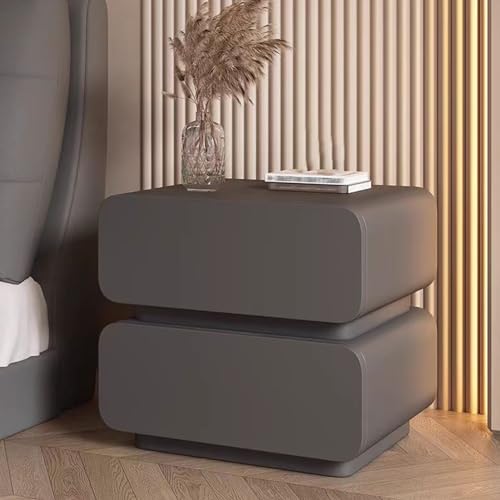 XFZJCHAP Seite D, Aufbewahrungsnachtstand mit 2 Schublade, Brech-Creme-Nachtschrank, vollständig bodenständiges Design, für Wohnzimmer, Schlafzimmer (Dunkelgrau 45 cm/17,7 Zoll) von XFZJCHAP