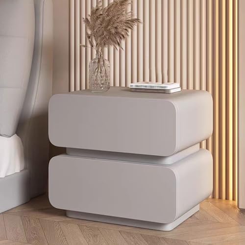 XFZJCHAP Seite D, Aufbewahrungsnachtstand mit 2 Schublade, Brech-Creme-Nachtschrank, vollständig bodenständiges Design, für Wohnzimmer, Schlafzimmer (Dunkelgrau 45 cm/17,7 Zoll) von XFZJCHAP