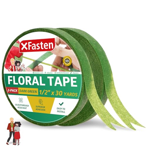 XFasten Breites Blumenband für Blumenstrauß, 1,27 cm, Dunkelgrün (2er-Pack) von XFasten