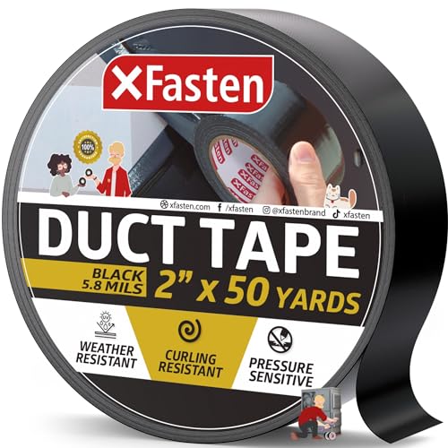 XFasten Duct Band Schwarz, 2 Zoll x 50 Yards (50.8mm x 45.72m) All-Wetter Duct Reparatur Band für kommerzielle Nutzung, Heavy-Duty Reparatur, Verpackung von XFasten