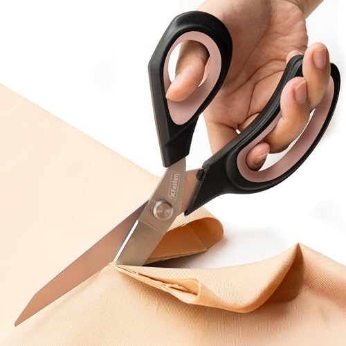 XFasten Nähschere zum Schneiden von Stoff Rosa 22,5 cm Professionelle Stoffschere zum Nähen | Heavy Duty Stoffschere, scharfe Schere für Leder für Stoffschneider Große Schere für Leder von XFasten