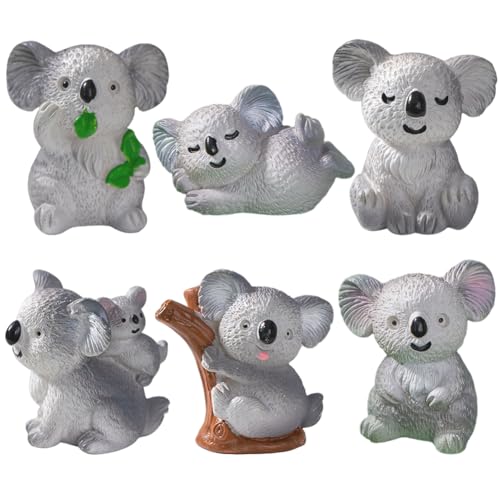 KJoet 6 PCS Niedlicher Koala Figur Kleine Tierfiguren Feengarten Koala Tierstatue Koala Figuren Gartendekore Spielzeug Kinderspielzeug Tierspielzeug von XGAGHB